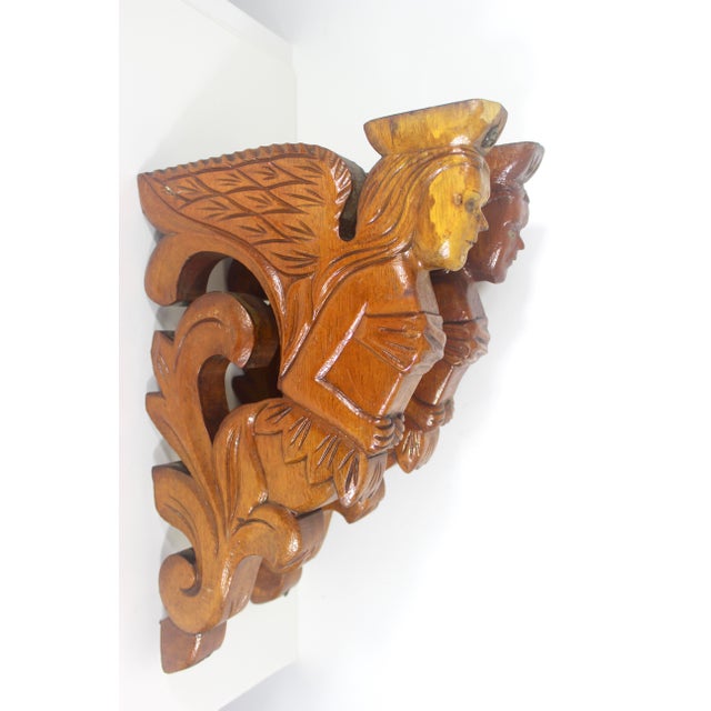 Antique Carved Wood Shelf Brackets Corbels Female Ship Figurehead Large Heavy, a Pair For Sale - Image 12 of 16
