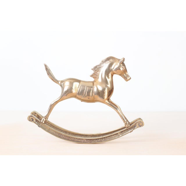 Mid-Century Solid Brass Rocking Horse, Whimsical Home Decor For Sale - Image 11 of 14