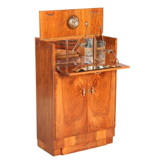 Art Deco Walnut Cocktail Cabinet, 1930s For Sale