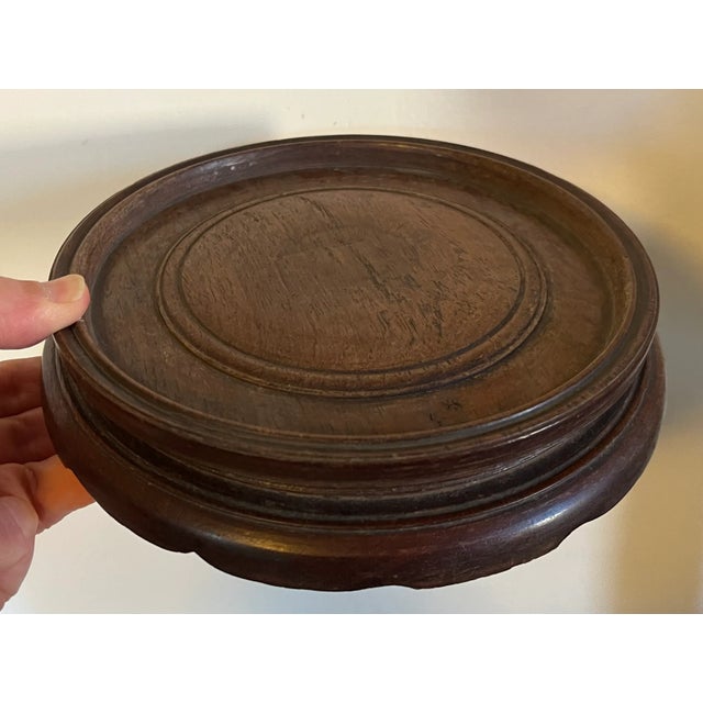 Antique 19th C. Chinese Carved Hard Wood Display Stand or Base for Kangxi Porcelain Vase or Bowl For Sale In New York - Image 6 of 11