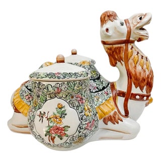 Late 20th Century Mid-Century Hollywood Regency Large Camel Canister For Sale