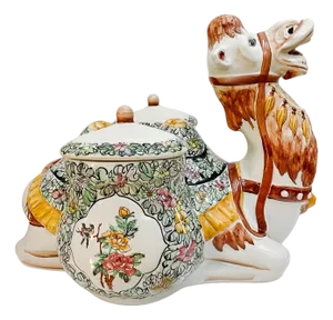 Late 20th Century Mid-Century Hollywood Regency Large Camel Canister
