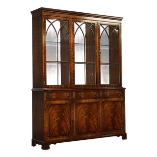 Georgian Style Bookcase with Glass Shelves For Sale