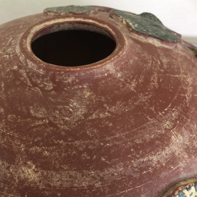 1970s Rustic Terra Cotta Grape Detail Clay Vase For Sale - Image 5 of 6