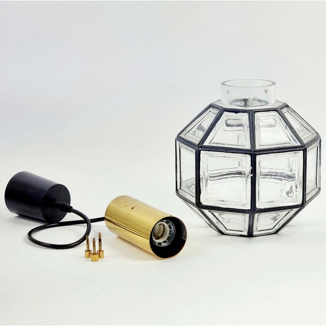 Metal 1960s Mid-Century Modern Glass & Brass Pendant Light From Limburg, Germany For Sale - Image 7 of 10