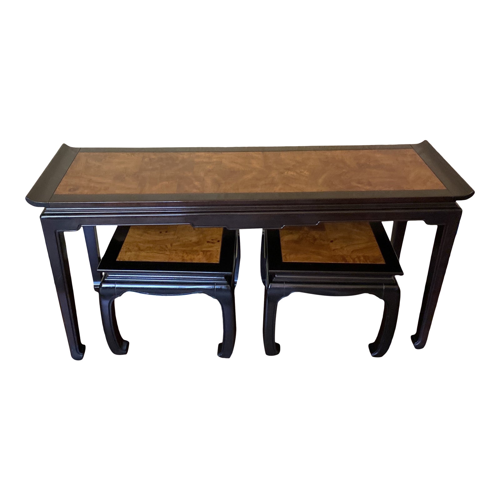 1990s Ethan Allen Dynasty Ming Console Table With Low Stools 3 Pieces Chairish