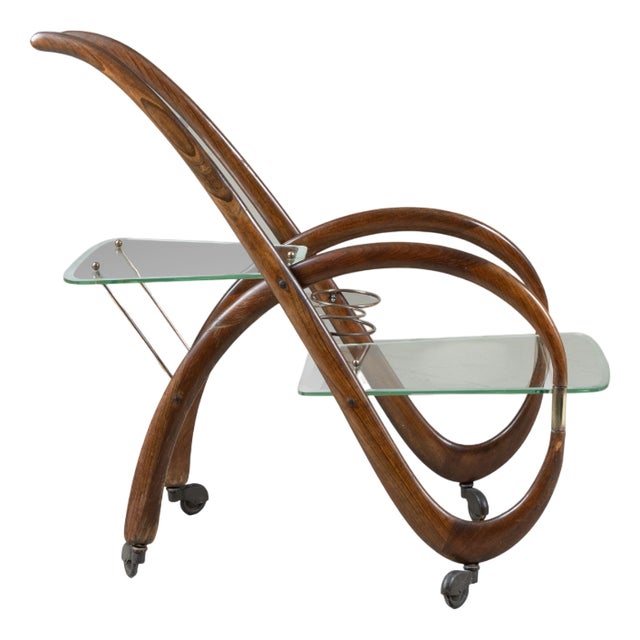 Vintage Wood and Glass Trolley, 1940 For Sale