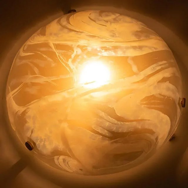 Round White and Smoked Marbled Glass Flush Mount from Hillebrand, Germany, 1960s For Sale - Image 14 of 17