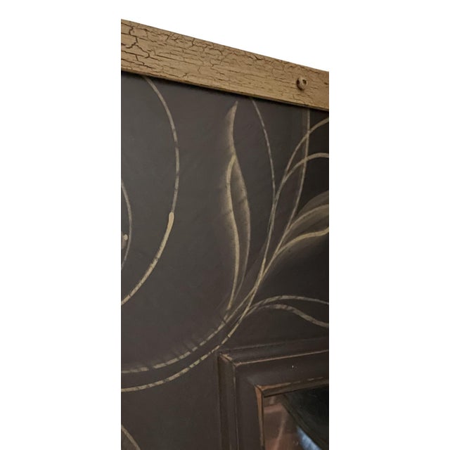 Black Vintage Extra Large 1970s French Style Hand-Painted Mirror With Cast Metal Gilded Bird & Urn Crest- 76” For Sale - Image 8 of 12