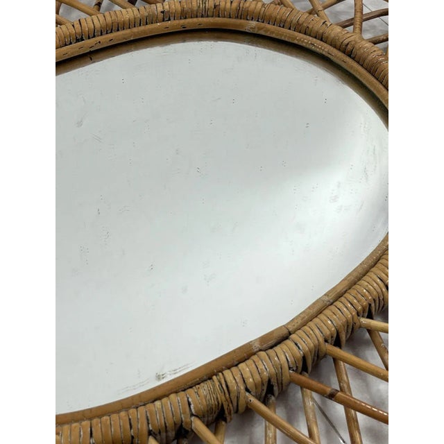 Wood Mid-Century Oval Mirror in Rattan and Bamboo in the style of Franco Albini, 1960s For Sale - Image 7 of 9