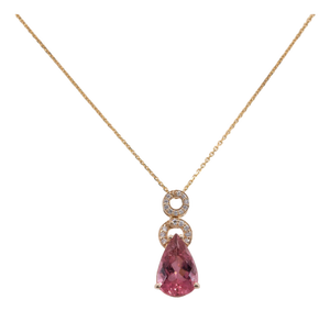 3.2Ct Pink Tourmaline Pendant With Earth-Mined Diamond Accents in Solid 14k Gold