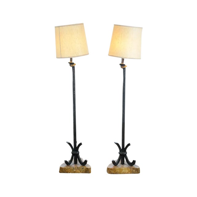 Mid-Century Designer Bronze Floor Lamps - A Pair For Sale