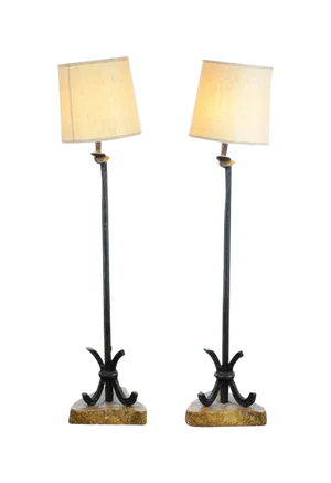 Mid-Century Designer Bronze Floor Lamps - A Pair
