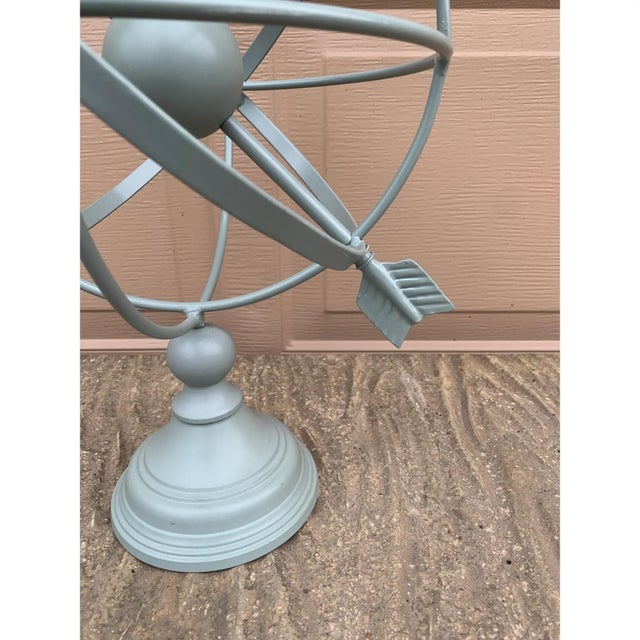 Metal Vintage French Country Gray Iron Garden Armillary Sundial For Sale - Image 7 of 11