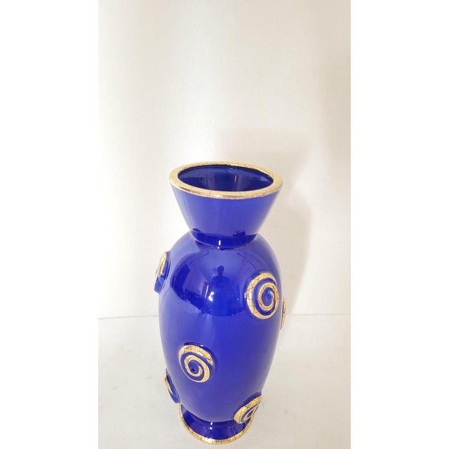 Blue Art Deco Earthenware Vase from Longwy, 1930s For Sale - Image 8 of 8