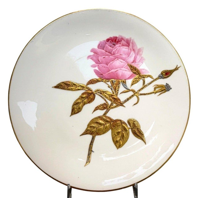 Traditional Antique 1880 Minton G4419 Set 6 Hand Painted Rose Gold Platinum Aesthetic Plates For Sale - Image 3 of 16