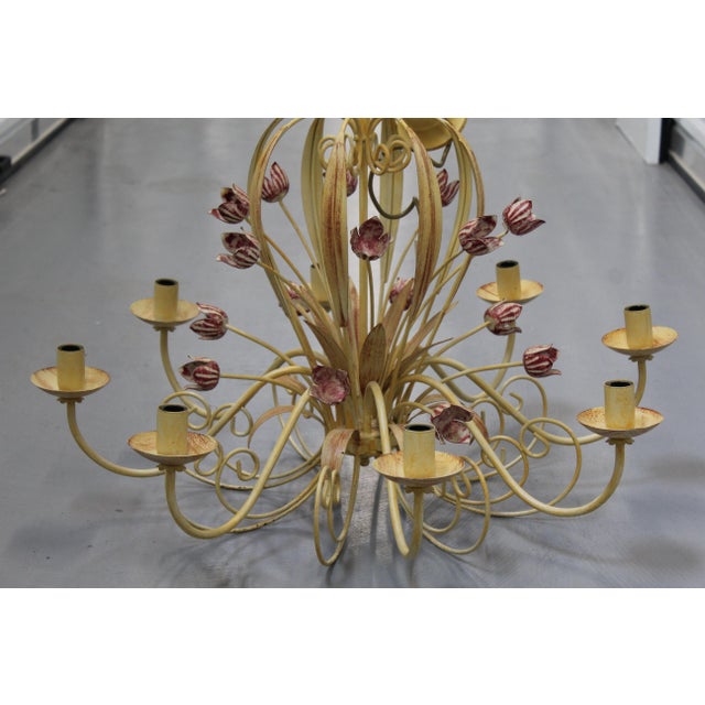Yellow Metal Floral Chandelier Lighting For Sale - Image 11 of 13