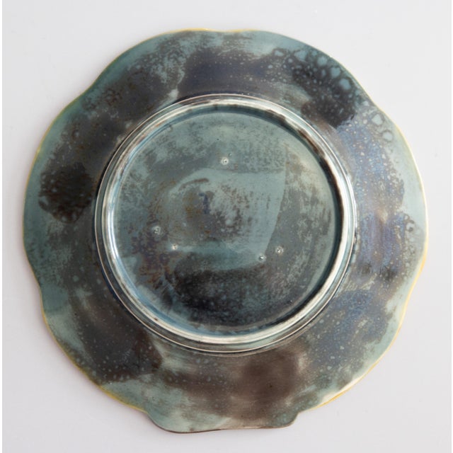 Late 19th Century Antique English Joseph Holdcroft Turquoise Majolica Green Leaf Plate, Circa 1880 For Sale - Image 5 of 6