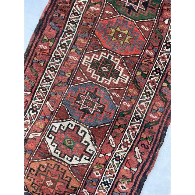 1930s Vintage Plush Earthy Clay, Terracotta, Grassy Green & Persimmon Runner Rug 3.4 X 12.7 For Sale - Image 5 of 10