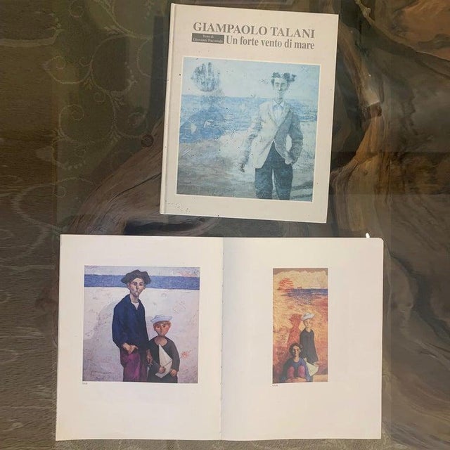 Giampaolo Talani "The Man With the Beretta" Oil on Board, Large Figurative Seascape, Tuscan Coastal Art, Italian Master Contemporary Art, 2000 For Sale - Image 10 of 10