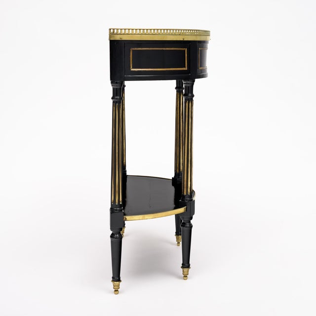 French Louis XVI Ebonized Mahogany Demi-Lune Console With Carrara Marble, Circa 1790 For Sale In Austin - Image 6 of 9