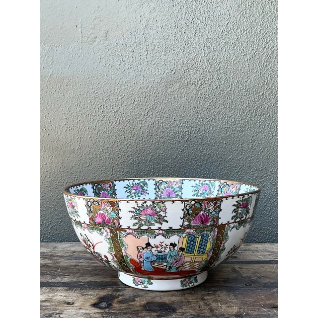 Vintage Asian Rose Famile Centerpiece Bowl For Sale - Image 11 of 12