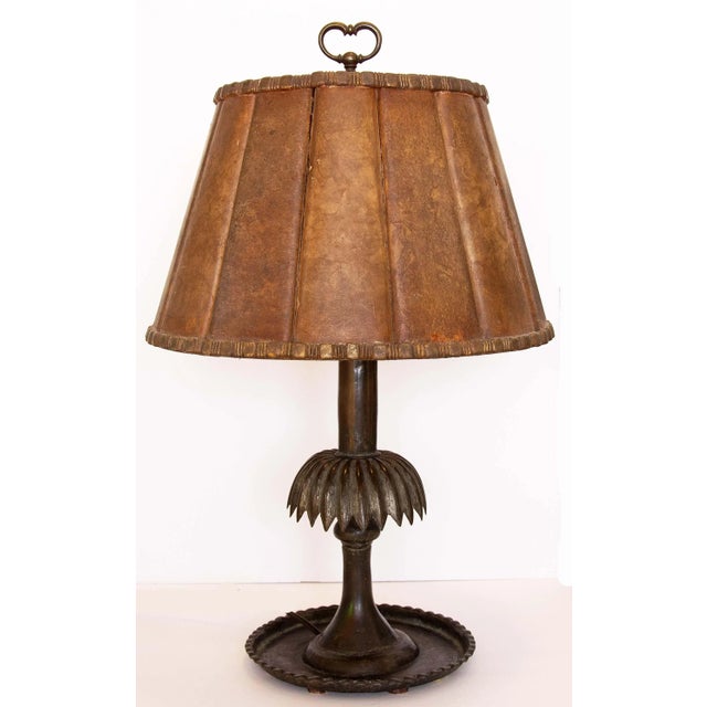 Early 20th Century Pleated Mica Shade Table Lamp For Sale In Rochester - Image 6 of 6
