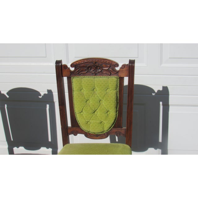 Wood Rare Set Six Antique Victorian Dining Room Chairs Walnut For Sale - Image 7 of 11