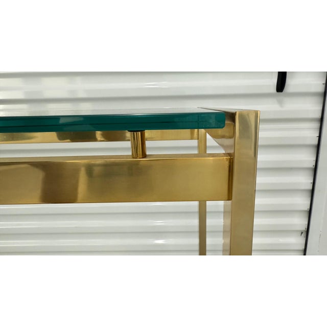 Brass Late 20th Century Brass and Glass Console Table in the Style of Milo Baughman For Sale - Image 8 of 11