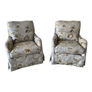 Thomasville Skirted Upholstered Chairs - a Pair For Sale