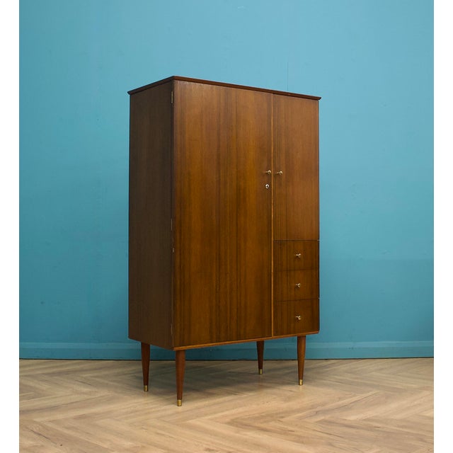 Mid-Century Modern Walnut Compact Wardrobe from Uniflex, 1960s For Sale - Image 12 of 12