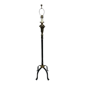 Maitland Smith Neoclassical Style Black and Gold Floor Lamp