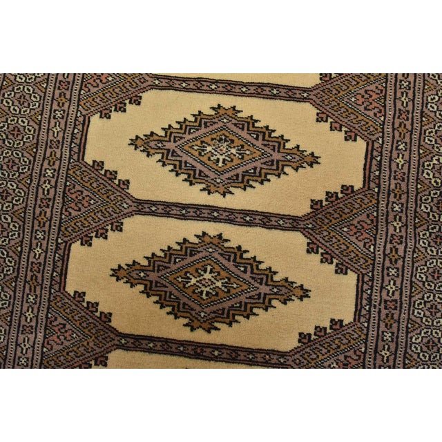 Bokhara Jaldar Rug 2’6” X 3’9” Beige Wool Tribal Hand-Knotted Oriental Carpet For Sale - Image 4 of 9