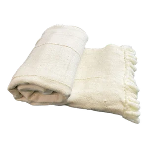 African Plain White Mud Cloth /Bogolan Textile Mali 41" by 69"