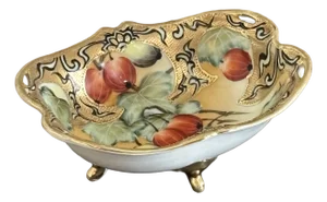 Antique Nippon Porcelain Gooseberry Footed Bowl