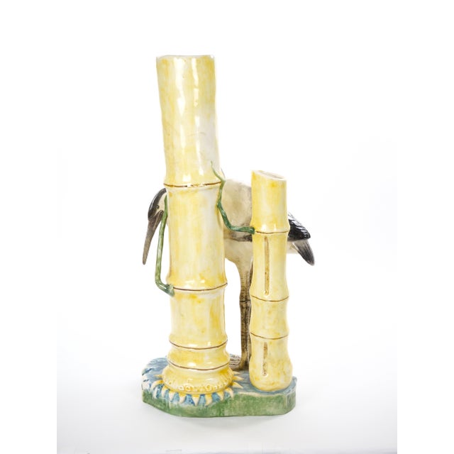 Mid-Century Modern Italian Hand-Painted Majolica Heron Figurative Sculpture For Sale In New York - Image 6 of 14
