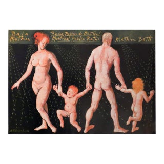 2002 Original Vintage Montreal Public Baths Poster - Bain Mathieu - Mieczysław Górowski For Sale