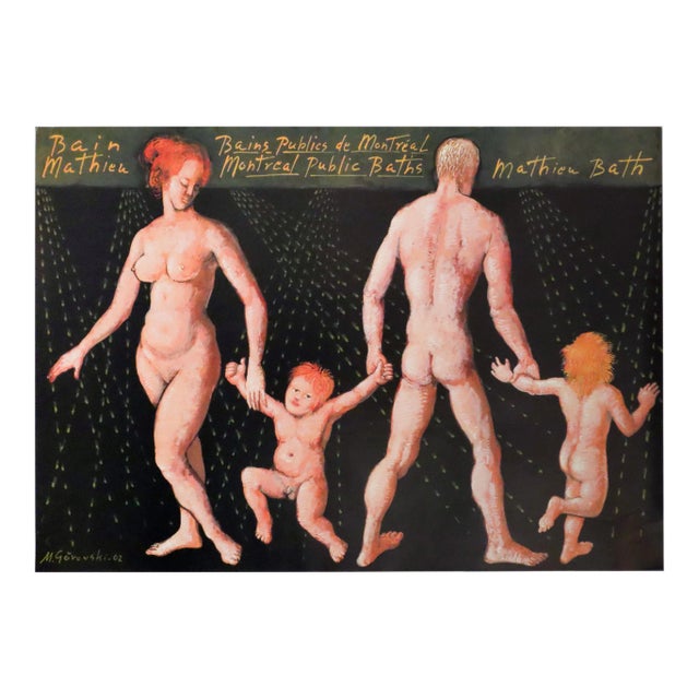 2002 Original Vintage Montreal Public Baths Poster - Bain Mathieu - Mieczysław Górowski For Sale