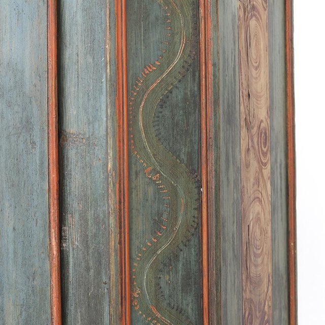 Rustic Folk Art Rustic Farmhouse Painted Bridal Cabinet, 1798 For Sale - Image 3 of 14