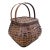 Antique Splint Woven Wooden Basket W/ Double Handles & Fitted Lid For Sale