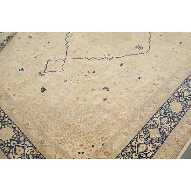 Antique Zabihi Collection Ivory Hadji Jal Li Tabriz Rug For Sale In New York - Image 6 of 12