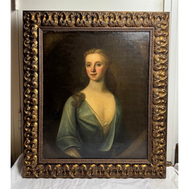 Early 18th Century Early 18th Century English Portrait of a Lady in Blue, Attributed to Enoch Seeman For Sale - Image 5 of 10