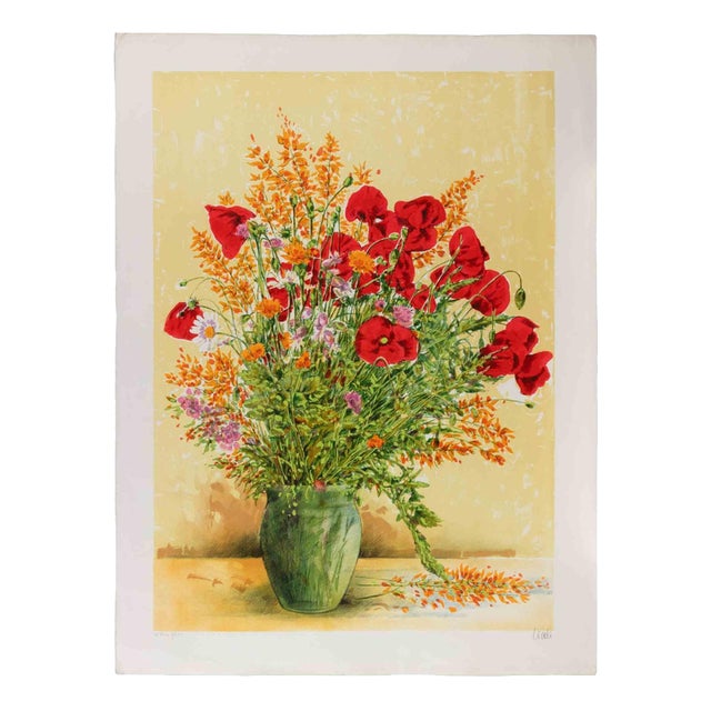 Piero Cicoli, Bouquet of Flowers, 1970s, Lithograph For Sale