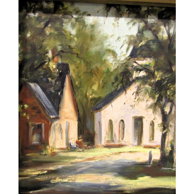 Impressionist Artist Doug Moulson Landscape Impressionist Oil Painting Churchyard For Sale - Image 3 of 6