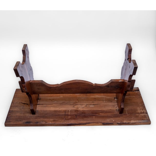 Vintage English Yew Wood Trestle Dining Table, 1960s For Sale - Image 13 of 15