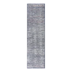 Distressed Modern Design Gallery Runner With All-Over Checkerboard Design Hand-Knotted in Wool