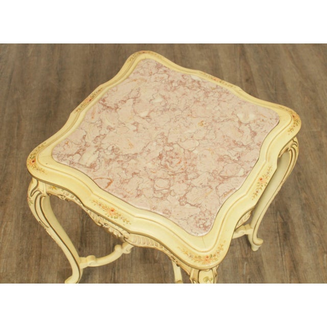 Cream Vintage Italian Painted Marble Top Side Table For Sale - Image 8 of 13
