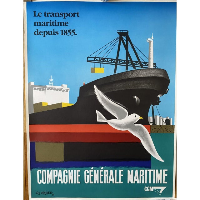 Maritime Transport Poster from Fix Masseau, 1990s For Sale - Image 9 of 9
