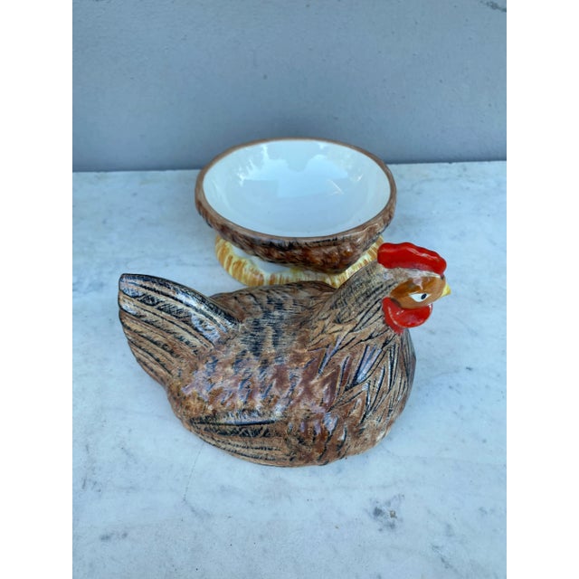 French Country French Majolica Brown Hen Tureen Caugant For Sale - Image 3 of 5