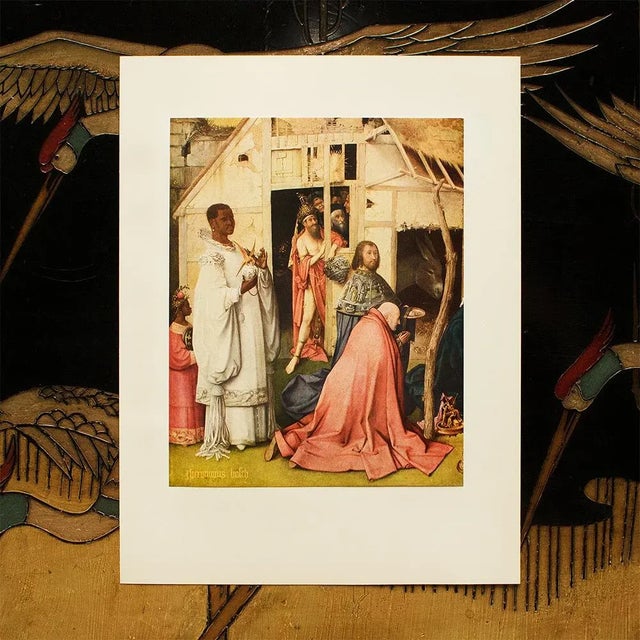 Renaissance 1955 After Bosch "The Epiphany" (Detail), Vintage Full-Color Print For Sale - Image 3 of 8